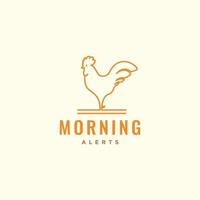art lines morning rooster crowing logo design vector