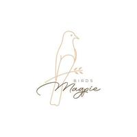 magpie with branch logo design vector