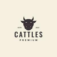 cabeza vaca negra hipster vintage logo vector