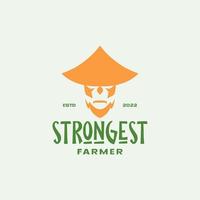 head old man farmer logo design vector