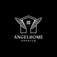 home with wings angel logo design vector