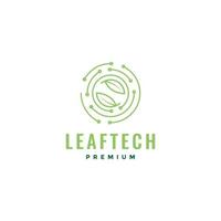 circle leaves technology logo design vector