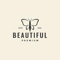 hipster butterfly vintage logo design vector