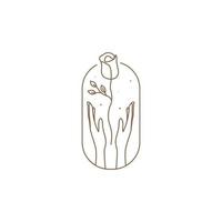modern minimalist badge hands up flowers logo design vector