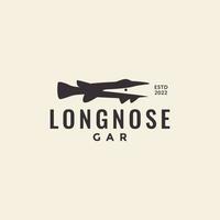 longnose gar fish hipster logo vector