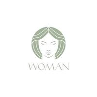 face women short hair relax beauty logo design vector