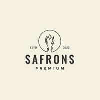 line safron flower vintage logo vector