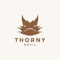 animal face thorny devil logo design vector