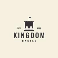 diseño del logotipo del hipster del castillo de la puerta del reino vector