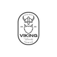 old man viking beard logo design badge vintage vector