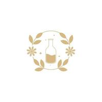 aesthetic olive oil bottle leaves logo design vector