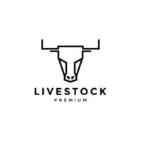 diseño de logotipo moderno de vaca de cabeza mínima de línea vector