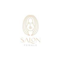 aesthetic long hair woman minimal logo design vector