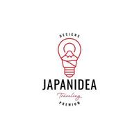 japan mountain with bulb light logo design vector