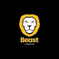 face flat modern lion beast logo design vector