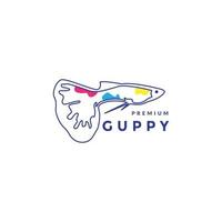 diseño de logotipo de pez guppy abstracto de líneas vector