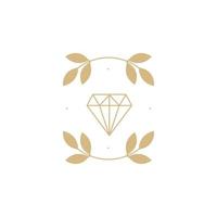 aesthetic diamond and leaves logo design vector