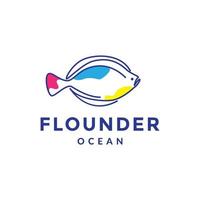 flounder fish abstract logo design vector
