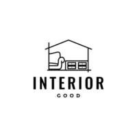 sofa and drawer furniture minimalist interior logo design vector