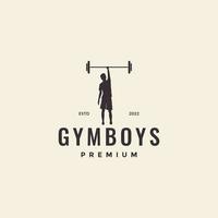 young gym barbell logo design vector