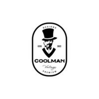 vintage with cool face man mustache and cigarette logo vector