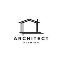logotipo de construcción de estructura de casa de línea vector