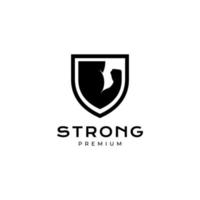 strong hand muscles with shield logo design vector