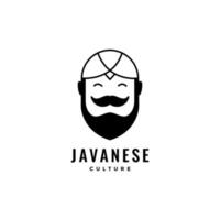 hombre barbudo con diseño de logotipo de sombrero java vector