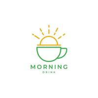 drink cup with sunrise bright logo design vector