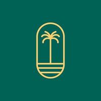 diseño de logotipo de insignia de árbol de coco o palma de color hipster vector