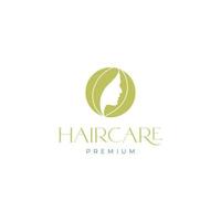 diseño de logotipo para el cuidado del cabello de la mujer cabeza vector