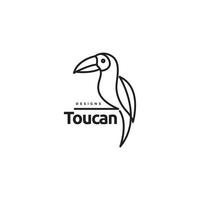 diseño de logotipo de pájaro tucán de arte lineal vector