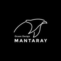 continuous line manta ray logo design vector