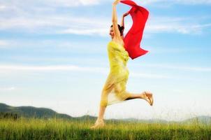 woman meadow scarf photo