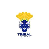 tribal culture mask colored logo design vector