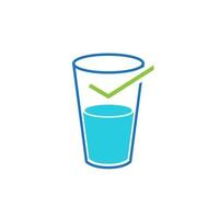 drink glass with mineral water sterile logo design vector