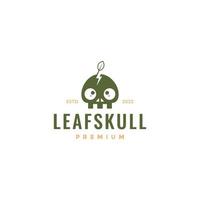 skull with shoots leaf logo design vector