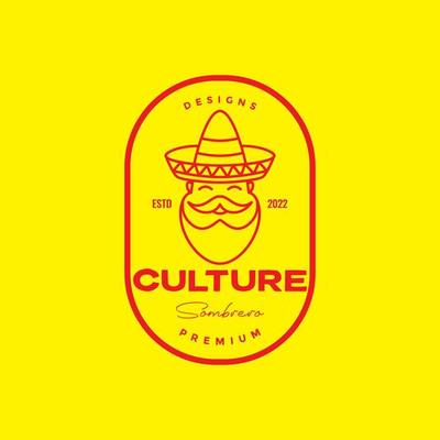 sombrero old man bearded logo deesign