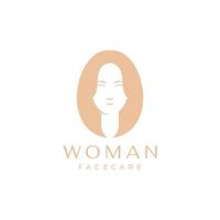 diseño de logotipo plano de peinado de mujer de cara vector
