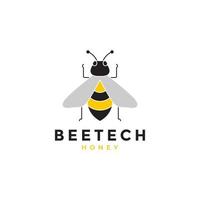 colorful honey bee technology logo design vector