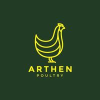 art line hen poultry logo design vector