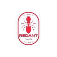 red ant colored vintage logo design vector