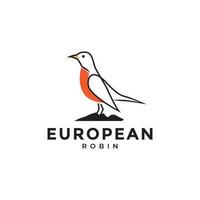 modern bird european robin logo design vector