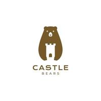 oso con diseño de logotipo de castillo vector