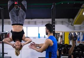 woman doing abs exercises photo