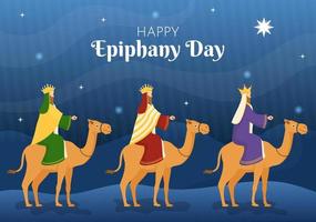 Happy Epiphany Day Template Hand Drawn Cartoon Flat Illustration Christian festival to Faith on the Divinity of Jesus Since His Coming to the World vector