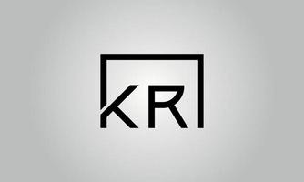 Letter KR logo design. KR logo with square shape in black colors vector free vector template.