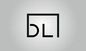 Letter DL logo design. DL logo with square shape in black colors vector free vector template.