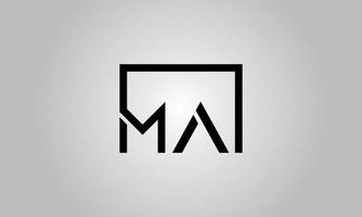 Letter MA logo design. MA logo with square shape in black colors vector free vector template.