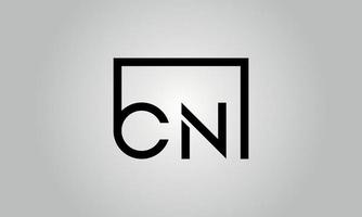 Letter CN logo design. CN logo with square shape in black colors vector free vector template.